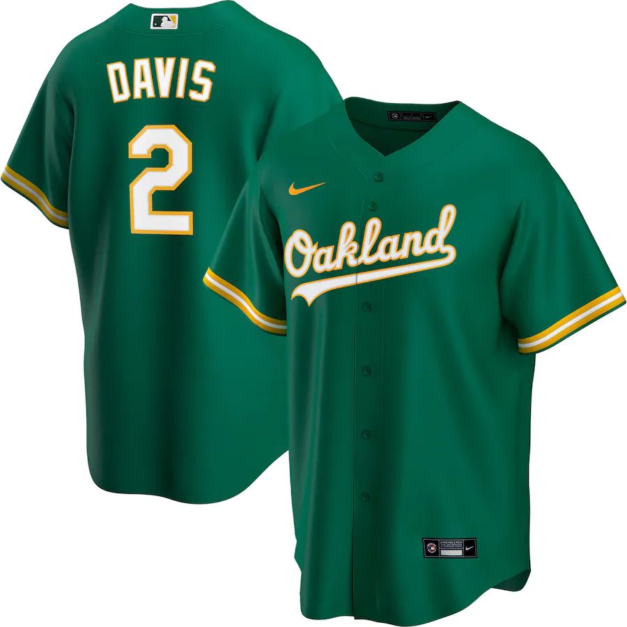 Mens Oakland Athletics 2 Khris Davis Nike Green Official Replica Player MLB Jerseys